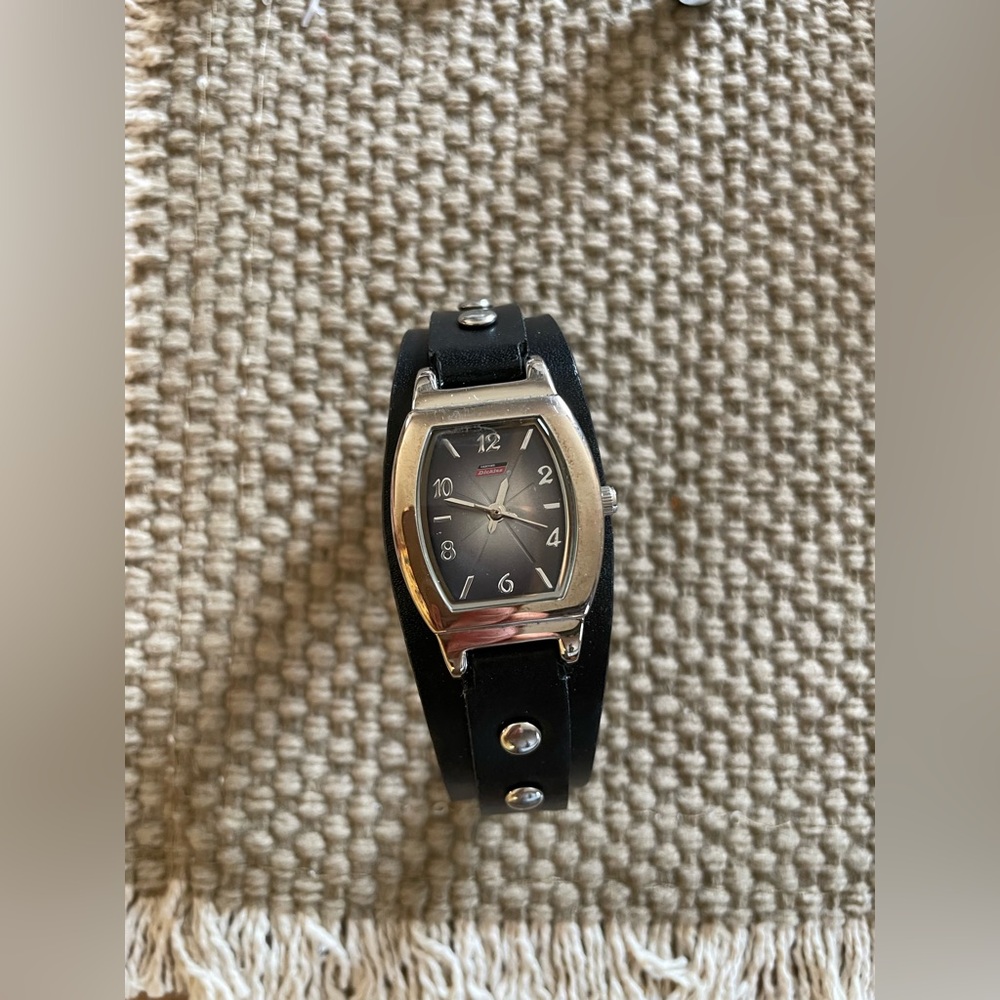 Genuine leather black Dickies watch